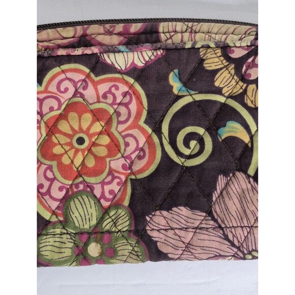 Vera Bradley "Mod Floral Pink" wristlet in a brown quilted cotton fabric - Picture 7 of 7
